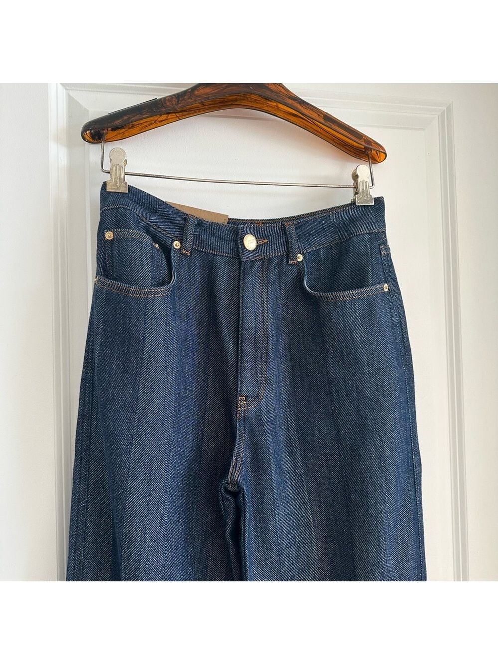 Farm Rio DENIM SHINE WIDE LEG PANTS - Picture 3 of 12